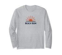 Plage Bum Coucher de Soleil Océan Vagues Vacances d'été Manche Longue, Unisexe pour Adultes, Gris Chiné, M