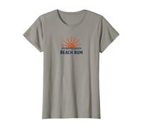 Plage Bum Coucher de Soleil Océan Vagues Vacances d'été T-Shirt, Femme, Ardoise, L
