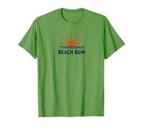 Plage Bum Coucher de Soleil Océan Vagues Vacances d'été T-Shirt, Homme, Herbe, L