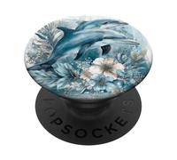 Plage côtière Bord de mer Dauphins Fleurs esthétiques Aquarelle PopSockets PopGrip Adhésif