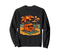 Plage de Citrouille avec Boisson au Coucher du Soleil Sweatshirt