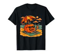 Plage de Citrouille avec Boisson au Coucher du Soleil T-Shirt