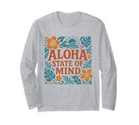 Plage de Fleurs d'hibiscus hawaïennes rétro Aloha State of Mind Manche Longue