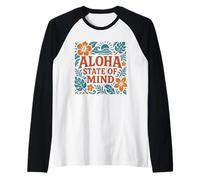 Plage de Fleurs d'hibiscus hawaïennes rétro Aloha State of Mind Manche Raglan