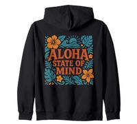 Plage de Fleurs d'hibiscus hawaïennes rétro Aloha State of Mind Sweat à Capuche