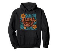 Plage de Fleurs d'hibiscus hawaïennes rétro Aloha State of Mind Sweat à Capuche