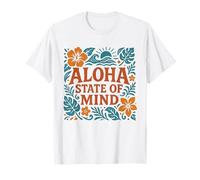 Plage de Fleurs d'hibiscus hawaïennes rétro Aloha State of Mind T-Shirt