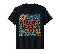 Plage de Fleurs d'hibiscus hawaïennes rétro Aloha State of Mind T-Shirt