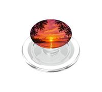 Plage de Palmiers côtiers, Coucher de Soleil, île, Paradis PopSockets PopGrip pour MagSafe