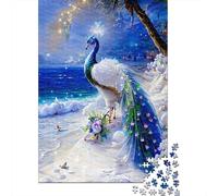 Plage de Paon Magique Puzzle 1000 Pièces Adultes Animaux Puzzles 1000 Pièces Jeu De Team Building Cadeau 38x26cm/1000pcs