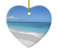 Plage De Rêve des Îles Turques-Et-Caïques Pendentif Noël Souvenirs Céramique Ornements Hanging pour Magasins Intérieur Bureau 7.3Cm