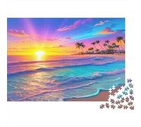 Plage de Rêve Puzzle Papier 1000 Pièces Adultes Relaxant Coucher du Soleil Jeu Éducatif Déco Murale Salon 70x50cm/1000pcs