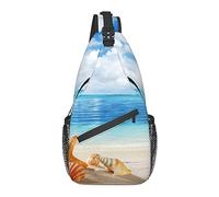 Plage de Sable Coucher de Soleil Étoile de mer Bleue Océan Sac bandoulière, Sac à bandoulière décontracté pour Homme et Femme