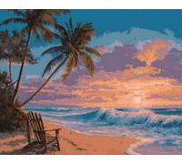 Plage De Sable Vagues 5D DIY Diamond Painting Kit Complet pour Adultes et Enfants, 20x30cm, Broderie Diamant Plein Rond, Strass Point de Croix pour, Art Artisanat Décoration Murale Maison Cadeau E-731