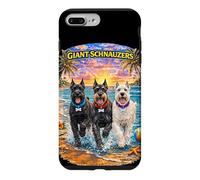 Plage de Schnauzer géante Amusante pour Amoureux des Chiots, Coucher de Soleil Tropical Coque pour iPhone 7 Plus/8 Plus