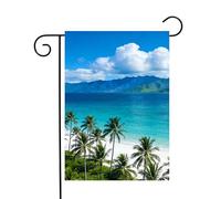 Plage D'Été, Mer, Palmiers, Océan Tropical, Littoral, Nature Bannière Résistant Aux Intempéries Drapeaux Décoratif Garden Flag Pour Mur Balcon Jardin 30X45Cm