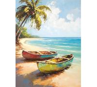 Plage Diamond Painting Enfant 60x80cm Broderie Diamant Bateau, 2025 DIY Diamond Art Kit Complet Round Peinture Diamant Adulte Strass Cristal Point de Croix Painting Artisanat pour Décoration z416-t