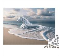 Plage du Cheval Mythique Puzzles 1000 Pièces Papier recyclé pour Adultes Puzzle pour Adultes Impossible Difficile Stimulant Excellente idée Cadeau pour Relaxation et créativité 70x50cm/1000pcs
