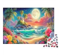 Plage du paquebot de croisière Puzzles 1000 Pièces pour Adultes Et Enfants Plage Tropicale avec Un paquebot Jeu Éducatif Jouets Défi Activité Relaxante Cadeaux De Voyage 70x50cm/1000pcs