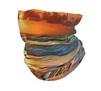 Plage du Soir Eau De Mer Cache-Cou Douce Echarpe Gaiter Imprimé Bandeau pour Moto Yoga Adulte 30X26Cm