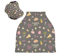 Plage Été Cygne Ananas Housse de Canopée pour Poussette,Siège de Voiture pour Bébé Dais Siège Auto Couverture D'Allaitement Pare-Soleil Respirant Extensible pour Bébé