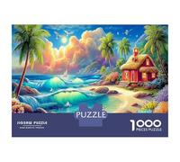 Plage Fleur Pot Puzzle 1000 Pièces Cadeau Unique intéressant Jeu Éducatif Challenge Toy À De Qualité Supérieure Peinture Art pour Adultes Et Enfants 38x26cm/1000pcs