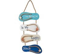Plage Flip Flop Décoration, Pantoufles en Bois Décoration, Décoration Murale Tong, Ornements pour Maison l'Océan, Ornement Mural à Bascule en Bois de Conception de Plage Nautique, pour Salon, Chambre