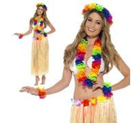 Plage Hula Fille Ensemble Lei Fleurs Collier Bandeau Bracelets Hawaïen Fête Reve
