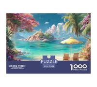 Plage Jigsaw Puzzle 1000 Pièce Adapter Les Adultes Ou Les Familles Ensemble VaChation Puzzles Difficiles Cadeaux pour Adultes 100% Carton Recyclé Puzzle Décoratif 52x38cm/1000pcs