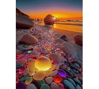 Plage Lumineuse Le Soir - Puzzle en Bois 1000 pièces - Un Excellent Puzzle pour Les réunions de Famille