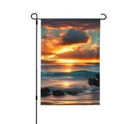 Plage Maui Hawaï Coucher de soleil Vagues nuages Drapeaux décoratifs pour extérieur, décoration de jardin double face pour toutes les saisons vacances