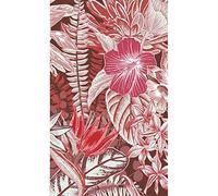 PLAGE Papier peint intissé floral rouge, motif jungle tropicale, 250 cm X 150 cm, feuillages et fleurs.