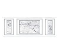 PLAGE Papier peint intissé marbre blanc, imitation boiseries, 75 cm X 200 cm, décor unique et contemporain, pour une ambiance chaleureuse et élégante.