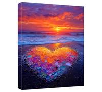 Plage Peinture Numero Adulte Amour Peinture par Numero Débutants, Numéro d'Art Kits Adulte Loisir Creatif Paint by Numbers avec Pinceaux Peintures Acryliques Chambre Decoration Maison 50x70cm,Model112