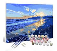 Plage Peinture Numero Adulte, DIY 90x50cm Océan Peinture Numero Adulte Débutants, avec 3 - Pinceaux et Acryliques, Kits de Coloriage par Numbers pour Décoration Murale et Cadeaux, (Sans Cadre) O-43
