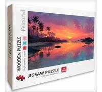 Plage Puzzle 5000 Pièces Adultes, Coucher De Soleil Puzzle Bois 156x105cm, Adultes Jeu éducatif Défi énigme avec Une Boîte d'emballage Exquise, Jeu Relaxant Détente Collection, Deco Chambre, 6-8617
