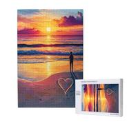 Plage Puzzle Coucher De Soleil 1500 Pièces Adultes,DIY Puzzles Art avec Boîte d'emballage et Photos de Référence,Relaxation/Soulagement du Stress/Jeux Amusants,Creatif Cadeau pour Femme M-1681