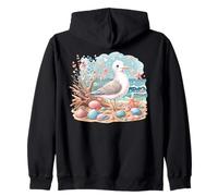 Plage Scène Mouette Coquillages Étoile de mer Océan Romantique Sweat à Capuche