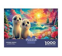 Plage Seal Pup Puzzle 1000 Pièces Educa Jouet Divertissement Créatif Décoration Intérieure intéressant Jeu Éducatif Challenge Toy Adultes Et Enfants À Partir De 14 Ans 52x38cm/1000pcs