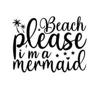plage s'il te plaît, je suis une sirène Stickers muraux 38x50.2cm Décoration de magasin Noir