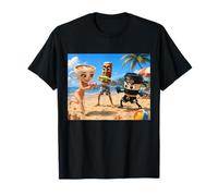 Plage Summer Break Cute Brainrot Amis Jouant à la Bataille de l'eau T-Shirt