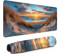 Plage Tapis de Souris XXL 1000 x 500 mm Grand Tapis de Souris Gamer Paysage sous Main Bureau Bords Cousus Imperméable Base en Caoutchouc Antidérapant, pour Travail, Jeux, Bureau, Maison Decor C-3604