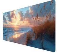 Plage Tapis de Souris XXL 800 x 400 mm, Bleu Tapis Souris Gamer avec Base Anti-Dérapage, Bords Cousus Design, Imperméable Mouse Pad pour Gaming Accessoire Bureau, Decoration Maison, Cadeau 5u-17F