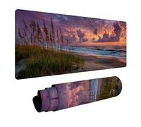 Plage Tapis de Souris XXL, Grand sous Main Bureau 1200x600x3mm Coucher De Soleil, Haute Précision et Vitesse Mouse Pad, Desk Mat avec Base en Caoutchouc, Gaming Accessoire, pour Bureau, Laptop 3-3655