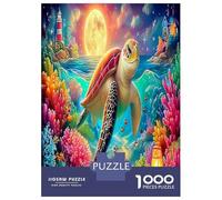 Plage Tortue 1000 Pièces Tortue à Coral Reef Puzzles De Défi Jouet Jeu Éducatif Unique Home Decor Et Enfants À Partir De 14+ Ans Art Mural Cadeau 52x38cm/1000pcs