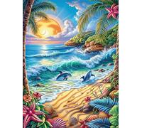 Plage Tropicale au Coucher de Soleil 300 Pieces Casse-tête Expert Confirmé en Carton Épais Rigide Très Difficile Niveau Expert Motif Complexe Cadeau Anniversaire Premium 300 PCS
