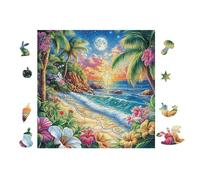 Plage Tropicale Paradise 100 Pieces Casse-tête Famille en Carton Épais sans Déformation Difficulté Moyenne Jeu De Société Cadeau Noël Haute Qualité Premium 28x28cm