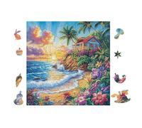 Plage Tropicale Paradise 100 Pièces Puzzle Collectionneur en Carton Anti-Déchirure Haute Difficulté Motif Complexe Décoration Murale Collection Cadeau Premium 28x28cm