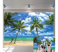 Plage Tropicale Photographie Toile de Fond Bord de mer Palmier océan Photo Toile de Fond hawaïen Luau mer Claire Bleu Ciel Vacances Voyage Vacances Enfant Adulte Photo Accessoire 8X6ft