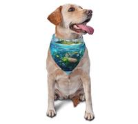 Plages tropicales et scènes sous-marines imprimé graphique animal de compagnie triangle écharpe pour chiens et chats, bandana mignon réglable pour animaux de compagnie et séances photo